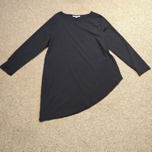 Coolibar Felanti Tunic Top Swim Cover Black UPF 50 Slanted Hem Beach Summer